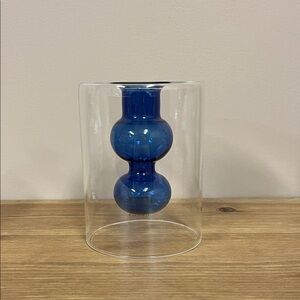 Cobalt Blue Glass Double-Walled Vase/Candleholder